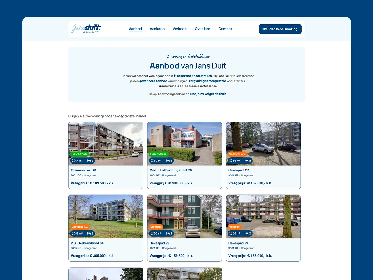 Jans Duit Makelaardij — jans duit makelaardij portfolio project 1