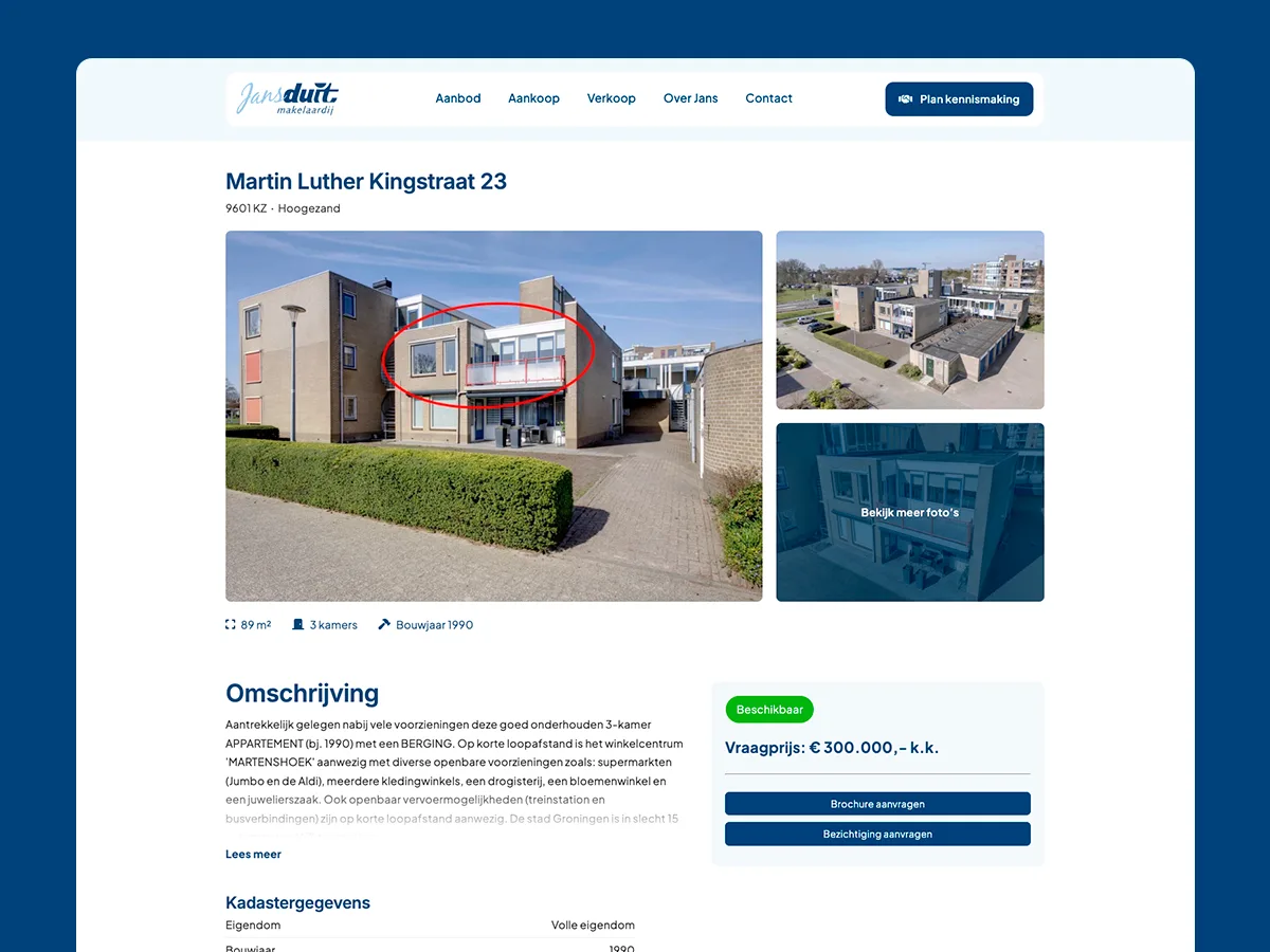 Jans Duit Makelaardij — jans duit makelaardij portfolio project 2