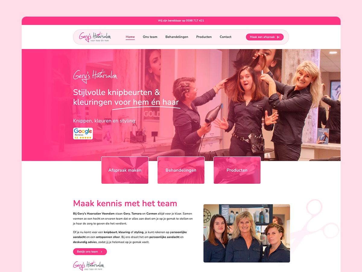 Lammerts Online Media Gery's Haarsalon Veendam portfolio project